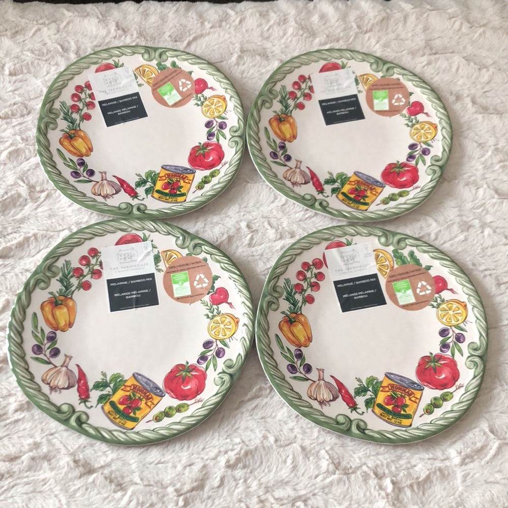 The Farmhouse Vegetable Border Melamine Salad Plates - Picture 7 of 7